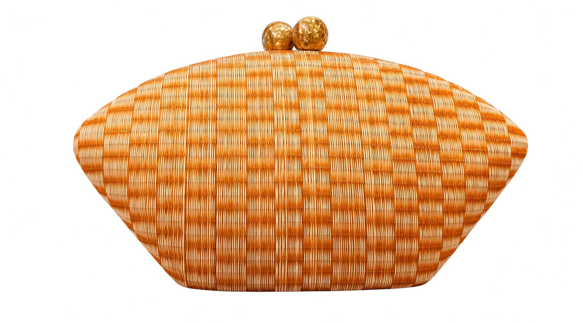 Bolso buntal jacquard  color miel natural