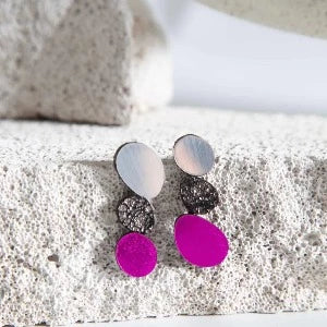 Pendientes piel y resina acrílica- efecto espejo