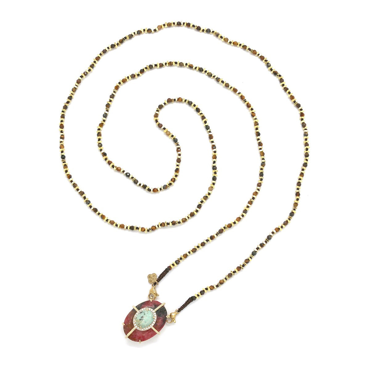 Collar largo boho chic con ojo de tigre