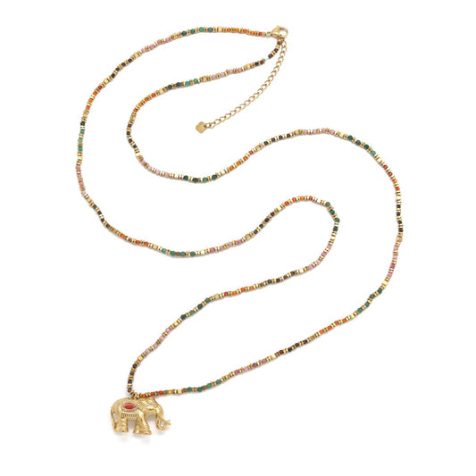 Collar largo con elefante dorado