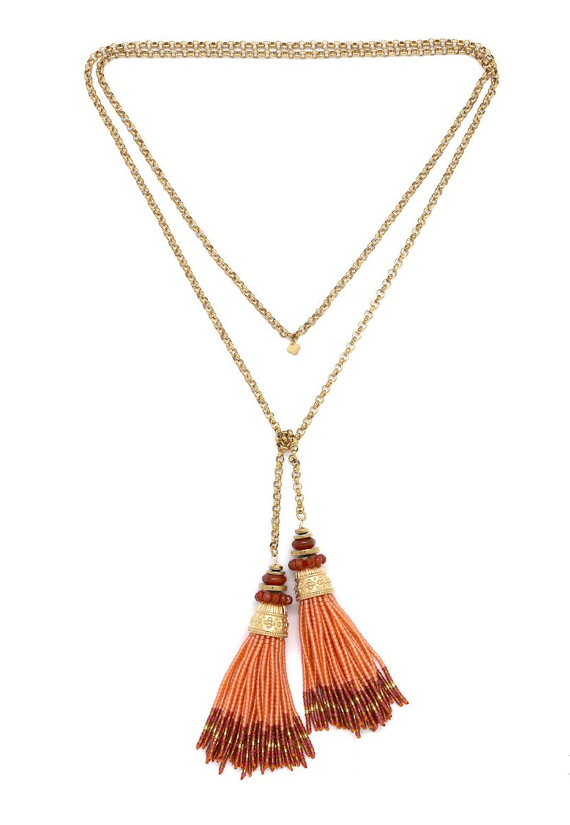 Collar abierto : cadena con cuentas miyuki  rosa melocotón