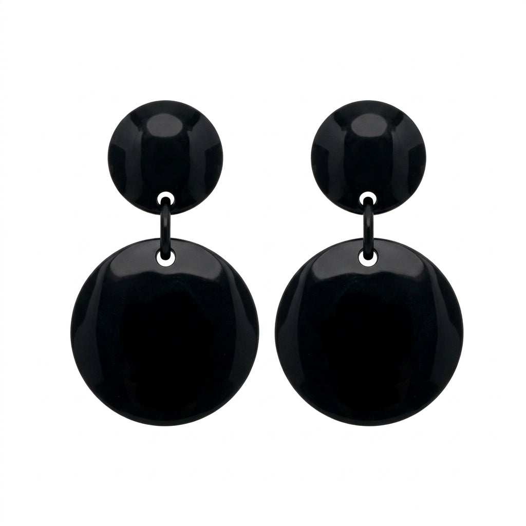 Pendientes círculos en resina  negra