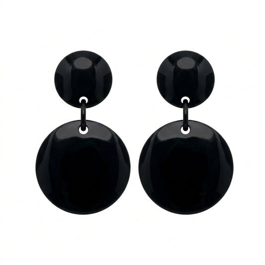 Pendientes círculos en resina  negra