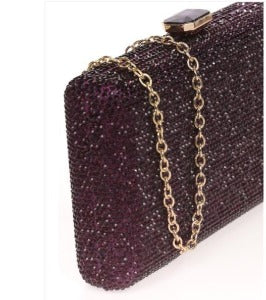 Clutch rígido cristales color berenjena