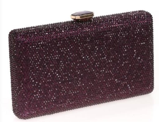 Clutch rígido cristales color berenjena