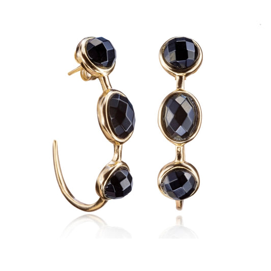 Pendientes de plata con baño de oro y piedra natural onix